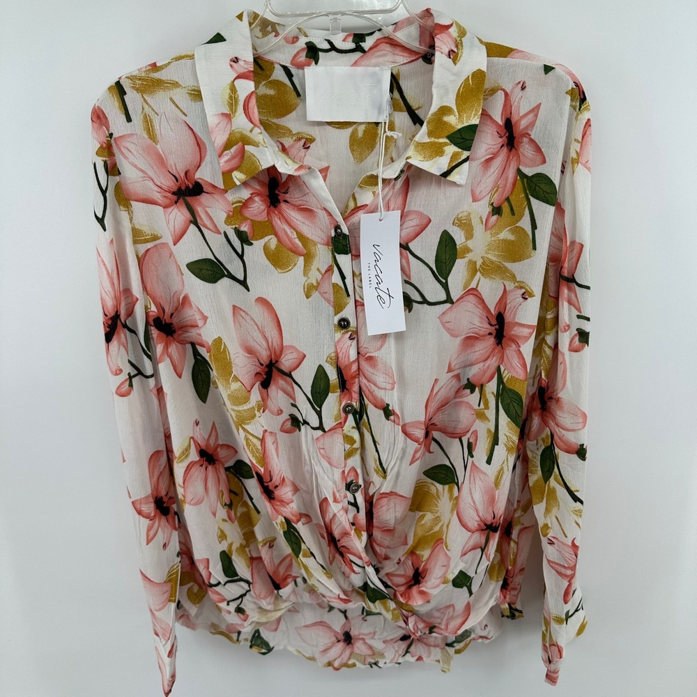 Vacate The‎ Label Atlantic Button Down Floral Twisted Front Bohemian Blouse NWT
